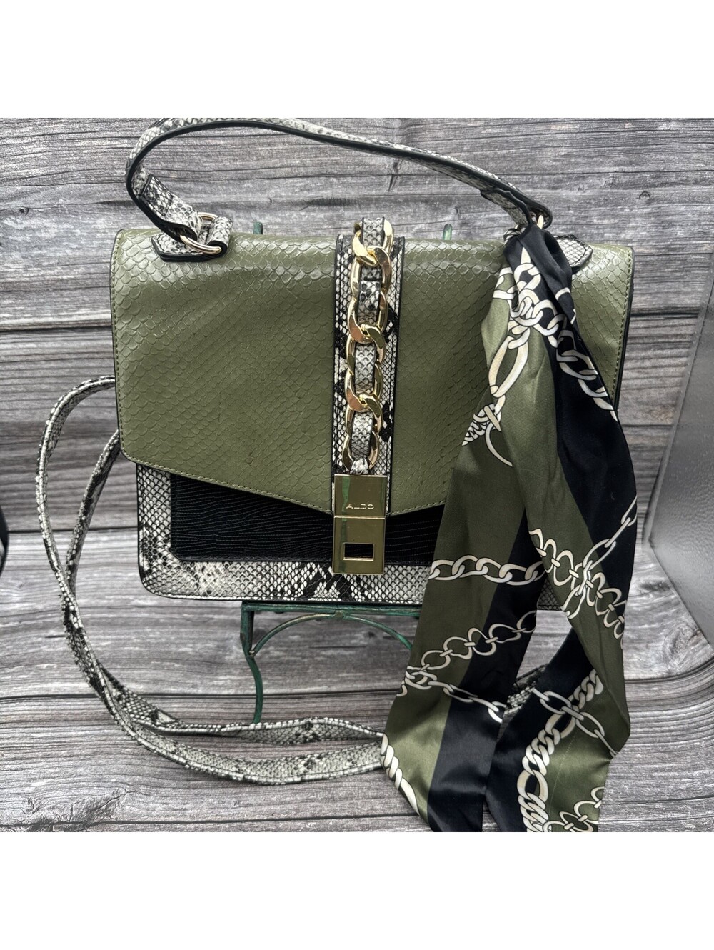 VTG ALDO Satchel/Top Handle With Shoulder Strap Bag. Faux Snakeskin Mob Wife